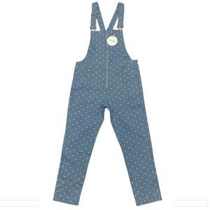 NWT Storia Polka Dot Denim Overalls Stretchy Cotton Dungarees Women's Size S